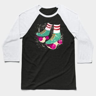 Rollerskates Rollerblades Funky Retro Baseball T-Shirt